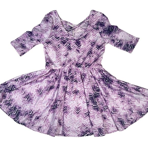 Dot Dot Smile Girls Dress Purple Pink Chevron Ballet Ballerina Crisscross 2T - Picture 4 of 7